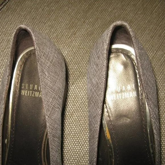 ❤️STUART WEITZMAN GRAY CHUNKY HEEL AND POINTY TOE SHOES SZ 6 - Picture 4 of 6